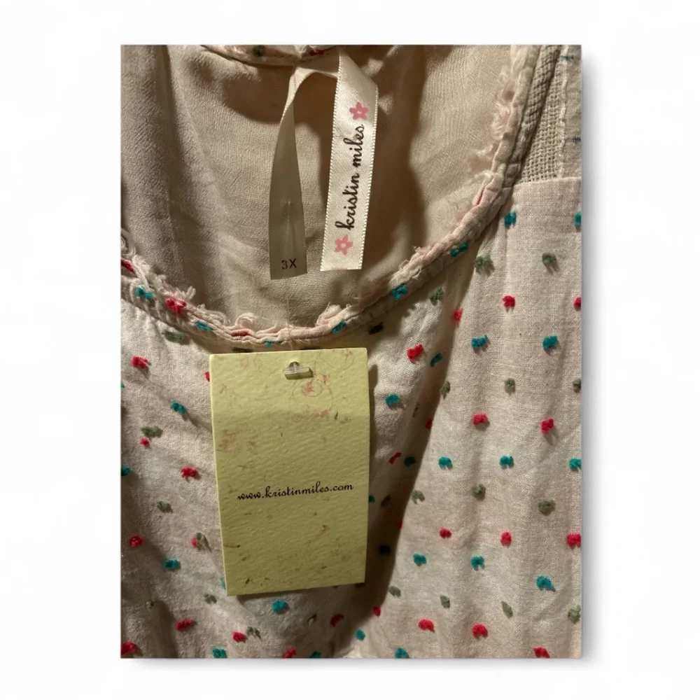 Kristin Miles Multicolor Polka Dot Top/Babydoll Dress, Size 3X - Picture 3 of 10